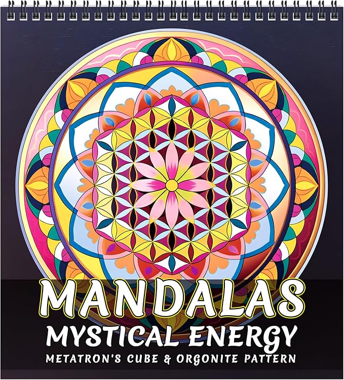 FUN LAVIE Adult Coloring Book - Sacred Geometry Mandala Coloring Books for Adults Relaxation and Stress Relief, Featuring Flower of Life, Metatron's Cube & Mindfulness Orgonite Patterns, Spiral Bound