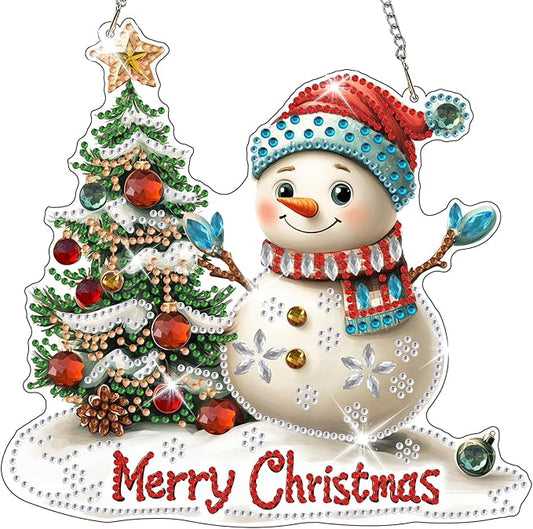 NAIMOER Christmas Diamond Art Hanging Kits for Adults, Merry Christmas Diamond Art Suncatchers, 5D Special Shape Fall Diamond Painting Pendant Window Ornament Gifts for Home Garden Door Wall Decor