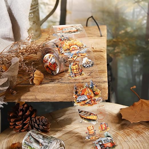Forest Camping Theme PET Tape Set, 6 Rolls of Nature Adventure Stickers for Scrapbooking, Junk Journaling, DIY Crafts, and Art Supplies