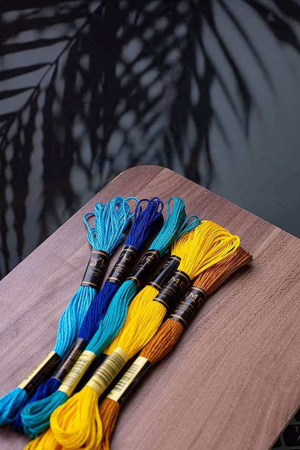 Pack of 12 Premium Embroidery Thread | 100% Egyptian Cotton Premium Skeins | Cross Stitch Embroidery Floss | Oeko TEX Certified Stranded Cotton | Ideal for Arts & Crafts (Electric Blue 433)