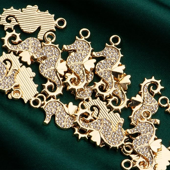 Pack of 20 Rhinestone Charms Gold Plated Pendants Pave Crystal Accessories for Necklace Bracelet Jewelry Making DIY Crafting