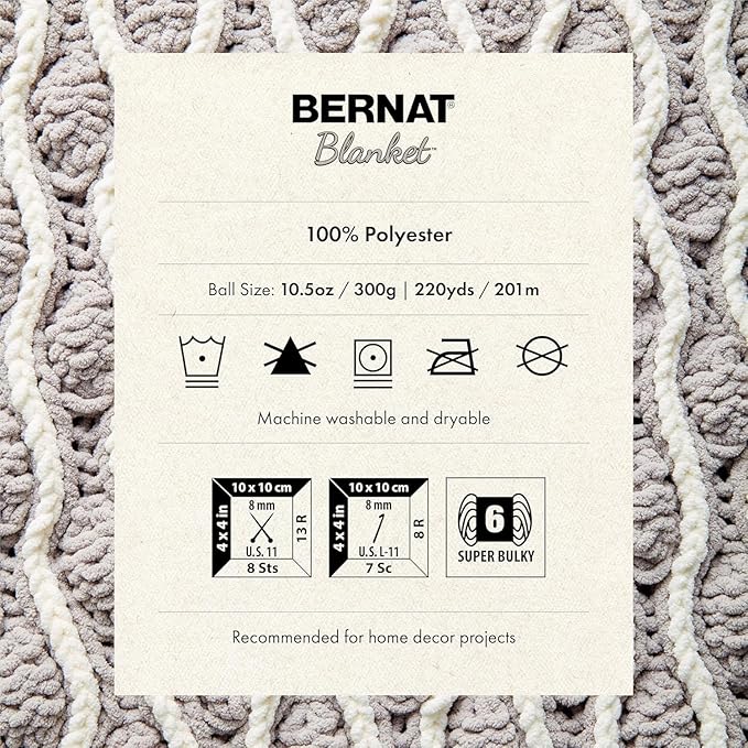 Bernat Blanket Super Bulky Acrylic Yarn - 2 Pack of 300g/10.5oz #6 Chunky Chenille Heavy Weight Yarn for Knitting and Crocheting, Amigurumi, Thick Blankets (Pink Dust, 220 Yards 2-Pack)