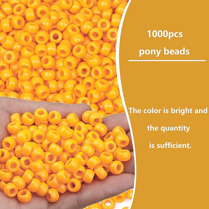 gmma orange pony beads for bracelet 1000 pcs 6x9 fall plastic halloween beads for jewelry making thanksgiving autumn hair braiding diy bracelet necklace party decoration supplies