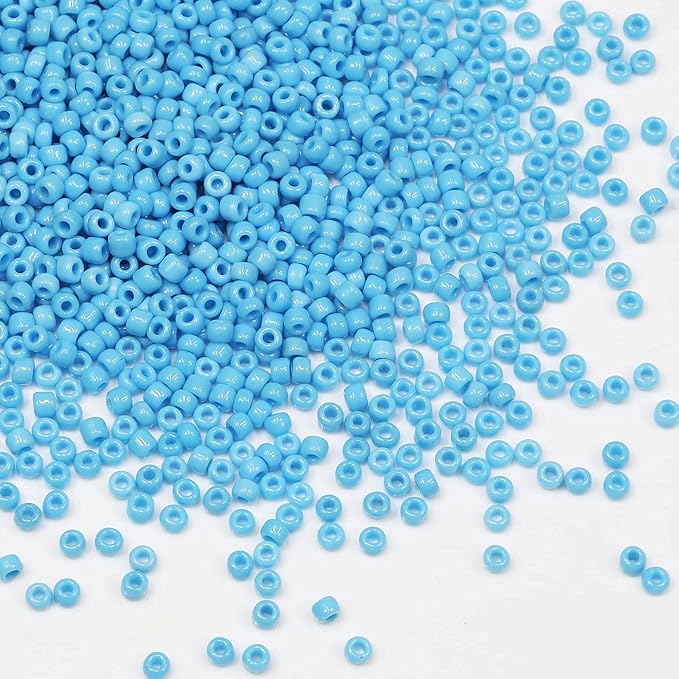 Bala&Fillic Opaque Light Blue Color 3mm Seed Beads About 3600pcs/100Grams in Bag, 8/0 Glass Craft Beads for Making Bracelet and Necklace (Light Blue)
