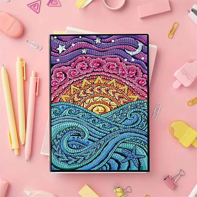 Mandala Diamonds Painting Notebook for Adults, A5 Diamond Art Journal and DIY Sketchbook, Diamond Art Kit Supplies,Gift for Beginners, Craft Lovers, Artists. (Mandala)