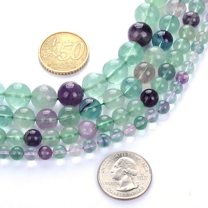 12mm Natural Fluorite Gemstone Round Loose Beads Crystal Stone Bracelet Necklace Accessories Crafts for Jewelry Making DIY,1 Strand 15"