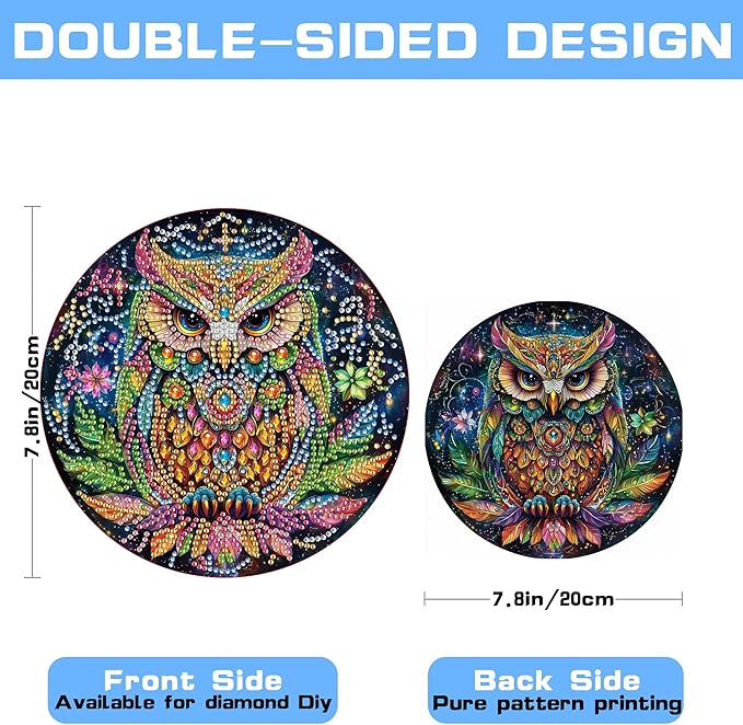 VAIIEYO Owl Diamond Art Hanging Ornament, Animal Diamond Painting Suncatchers Window Hanging Kit with Chain, 7.5x7.5 inch Crystal Pendant Art Craft for Gift Home Wall Front Door Decoration