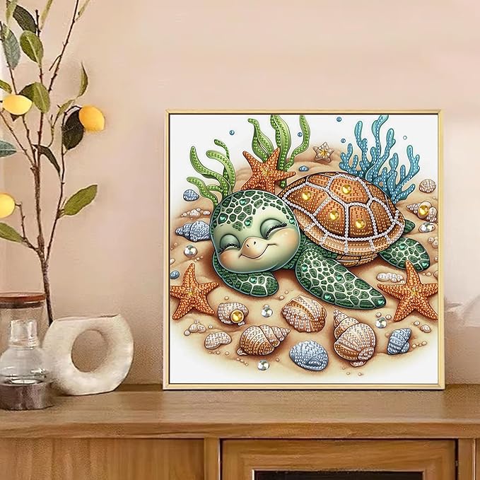 AiYuanzsh DIY Diamond Art Painting Kits for Adults, 5D Special Shape Crystal Rhinestone Diamond Art Kits for Beginners, for Home Wall Decoration Gift 12x12 inch, Turtle Sleeping