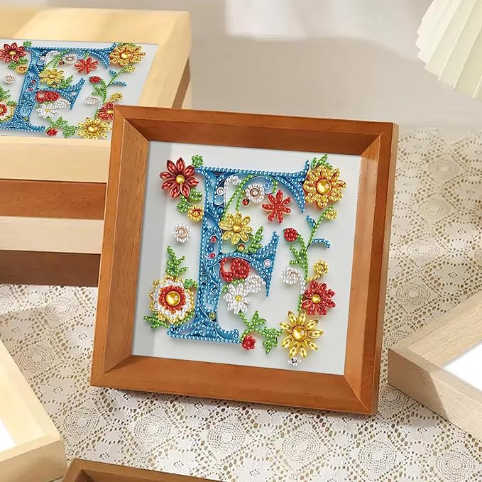 MVVMTOP Diamond Painting Kit, 5D DIY Letter F, Special Shape Crystal Artificial Diamond Art Partial Mosaic Handicraft for Beginners, Wall Decor Gift for Bedroom, Office, Living Room 6.7x6.7in