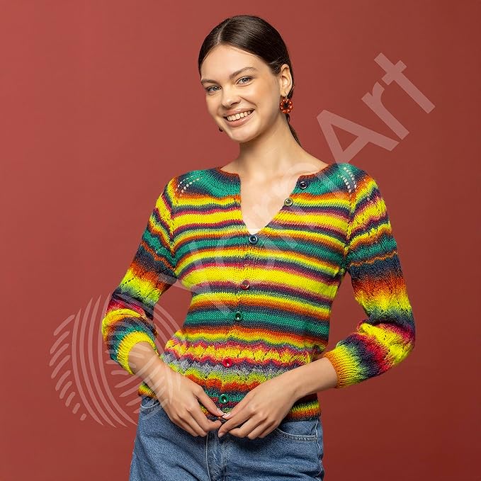 YarnArt Forza Festival Self-Striping Wool Blend Fingering Yarn, 100g (459 yd) – Gradient Color Yarn for Knitting, Crochet, Socks & Shawls (2909)