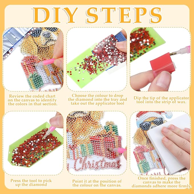 Cinnvoice 12 Pcs Seasonal Diamond Art Wreath Kits Holiday 5d DIY Diamond Art Hanging Signs Winter Spring Ornaments for Wall Door Decoration(Dog)