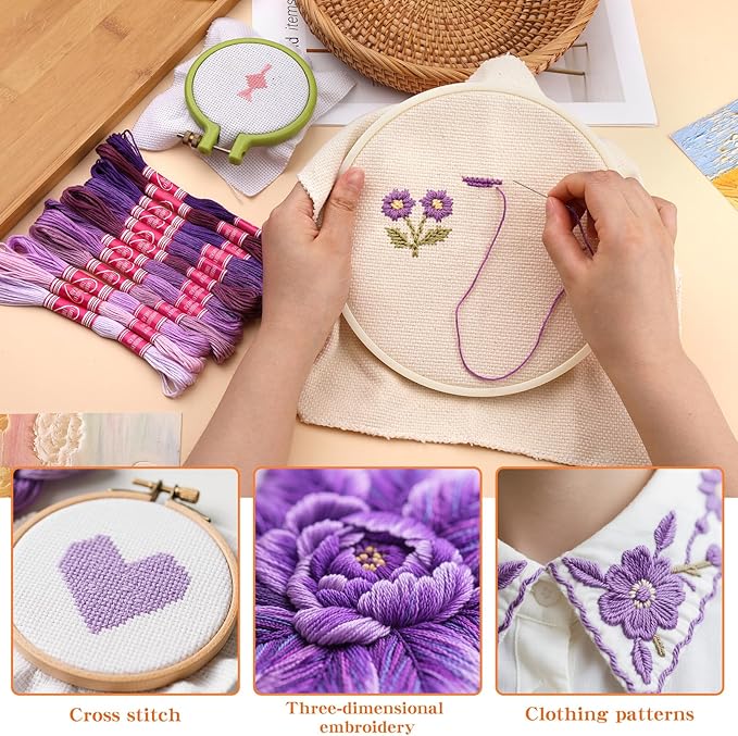 Embroidery Floss,12 Skeins Purple Embroidery Thread,Friendship Bracelet String for DIY Making,Embroidery Crafts