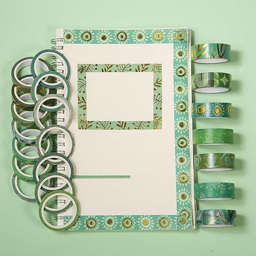 Mr. Pen- Washi Tape Set, 21 Rolls, Greenery Summer Design, Decorative Tapes With Tape Measure for Journaling, Scrapbooking, and Crafts