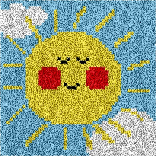 Yglnden Latch Hook Kits Rug Sunflower Crochet Yarn Cushion Colour Pre-Printed Canvas Rug Needlework DIY Hook and Latch Kit Christmas Home Decoration 30x30cm/12 X12inch