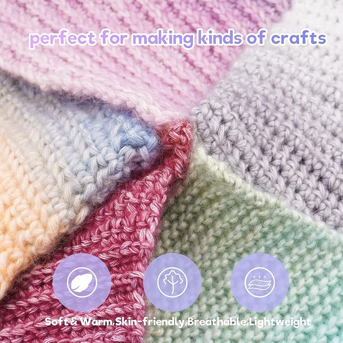 Cake Yarn for Crocheting,Colorful Crochet Yarn 3x100g 60% Cotton 30% Acrylic 10% Wool,Soft Fluffy Gradient Ombré Cotton Yarn for Crocheting Sweater,Blanket,Glove