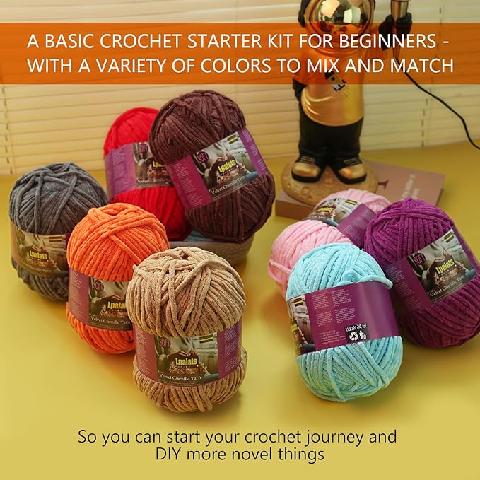 Baby Blanket Yarn for Crocheting - 2 Pack of 200g/7oz Chunky Chenille Yarn for Knitting Blankets Amigurumi - #6 Super Bulky - 348 Yards Soft Thick Plush Yarns (2, Orange)
