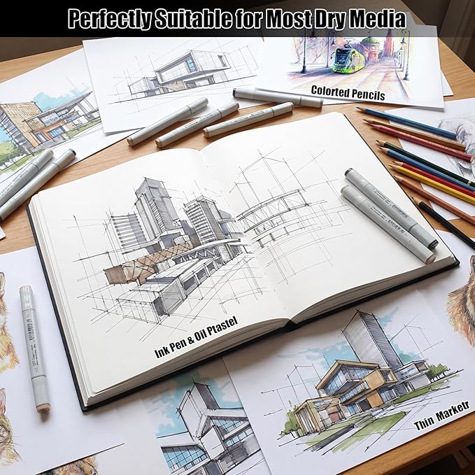 Hardcover Sketch Book, 110lb/180GSM Sketchbook for Drawing Painting, 160 Pages/80 Sheets Sketch Pad, 8.5×11 in Drawing Book Art Supplies for Teens, Adults, Artists