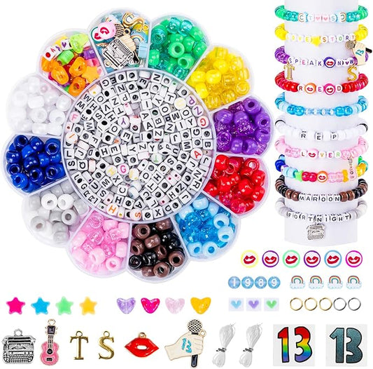 Goldwise Friendship Bracelet Making Kit for Fans, Jewelry Making Kit with 20 Colors Pony Beads, Letter Beads & Variety Charms for Jewelry Making, Kandi Beads for DIY Crafts Gifts Party Birthday