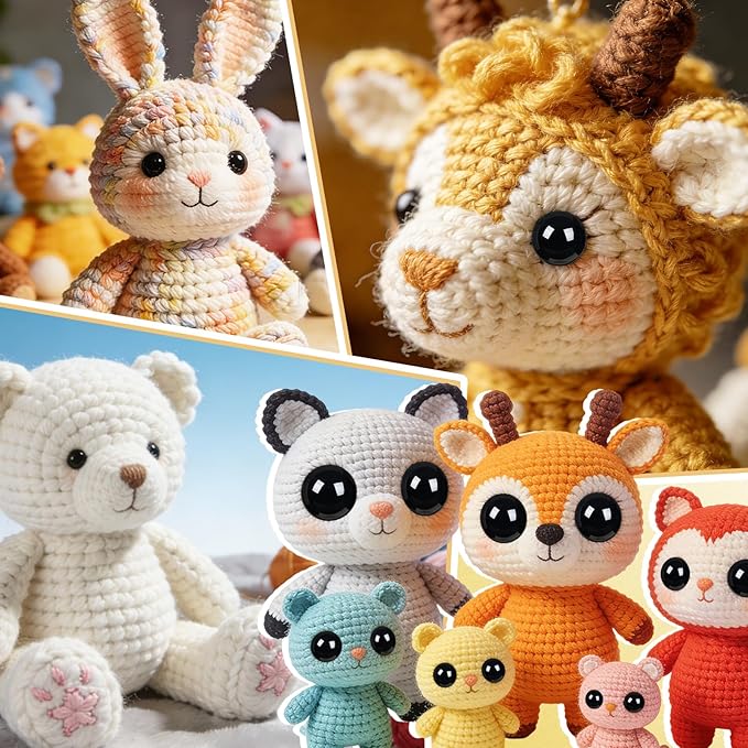 Vanblue 40pcs 15mm Upgraded Safety Eyes for Crocheting Amigurumi Eyes for Crochet Animals with Washers Craft Eyes Doll Eyes Stuffed Animal Eyes Gift for Crochet Lovers Halloween Decorations