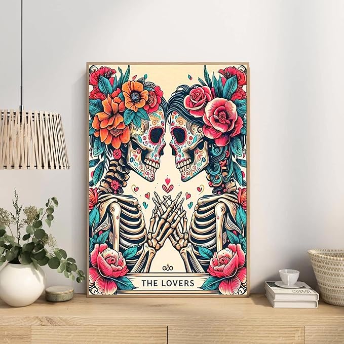 ijbnhd Skull Diamond Painting Kits for Adults 5D Valentine Diamond Art Kits for Adults Full Drill Diamond Painting Lovers Gem Art and Crafts Home Decor 12x16inch