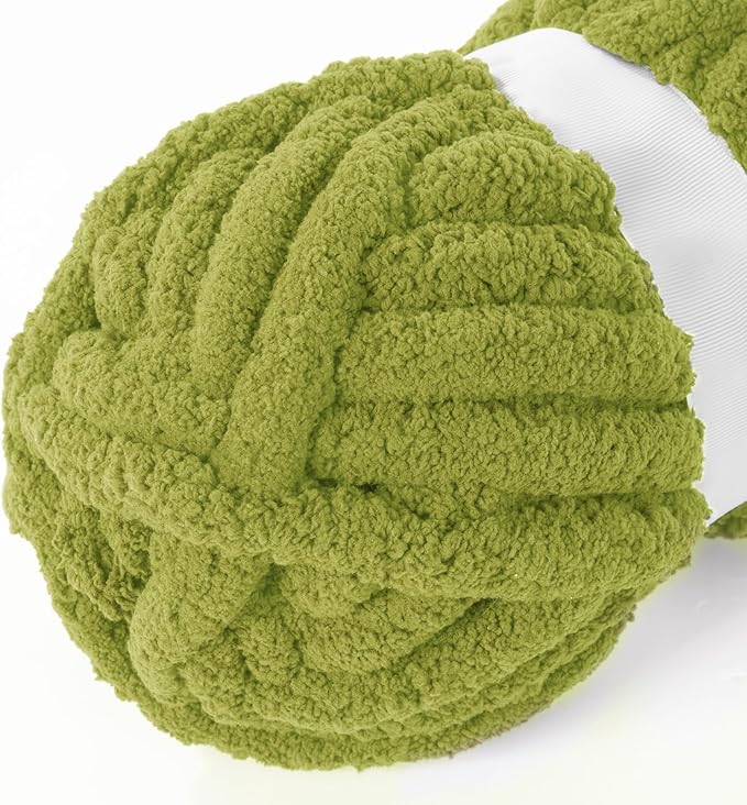 BALAPET 8 Pack Chunky Chenille Yarn for Crocheting & Knitting, 27yds 8 oz Each Skein Soft Fluffy Kitting Yarn Set, Thick Velvet Plush Yarn for Handcrafts Weaving Making Blankets, Tea Green