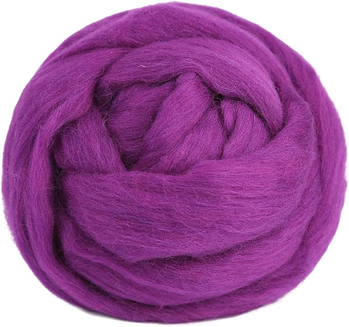 3.53oz Wool Roving, Fiber Roving Wool Top, Needle Felting Supplies, Pure Wools, Chunky Yarn, Spinning Wools for Needle Felting Wet DIY Hand Spinning (Purple)
