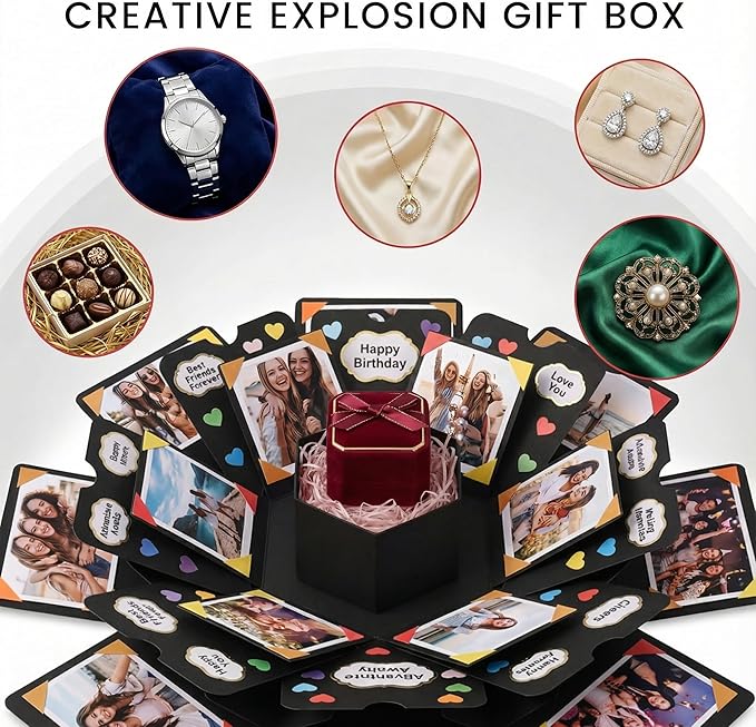Koogel Explosion Gift Box, DIY Custom Scrapbook Photo Album for Birthday Anniversary Wedding, Exploding Surprise Boxes for Holiday Graduation