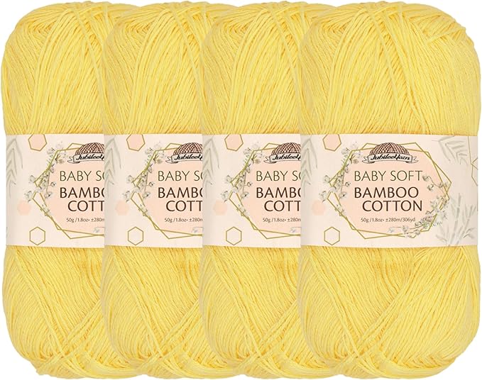 JubileeYarn Baby Soft Bamboo Cotton Yarn - 50g/Skein - Yellow Brick Road - 4 Skeins