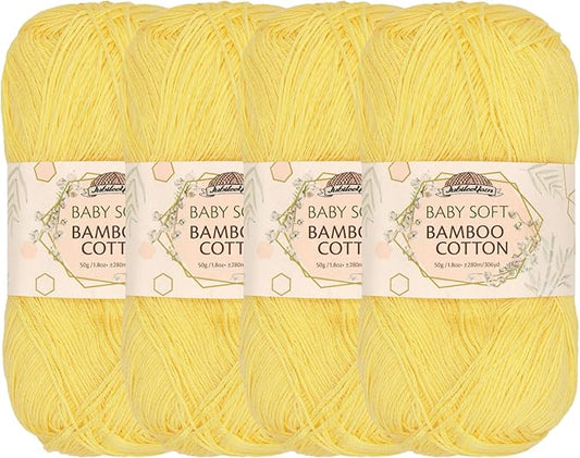 JubileeYarn Baby Soft Bamboo Cotton Yarn - 50g/Skein - Yellow Brick Road - 4 Skeins