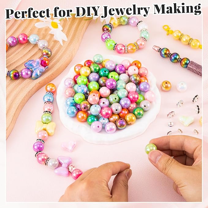 289 Pcs Beads for Pens, 16mm Acrylic Beads, Rainbow Color Pen Bead, Bubblegum Bead for Jewely Making, Bracelet, Beadable Pens, Earring