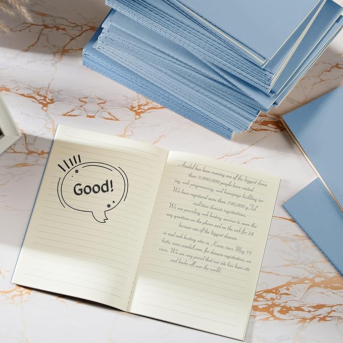 mimorou 100 pcs journals notebooks bulk - kraft softcover a5 small notebooks 5.5 inch x 8.3 inch notepads with 60 page 30 sheet for writing sketch travel office supplies(light blue,lined)