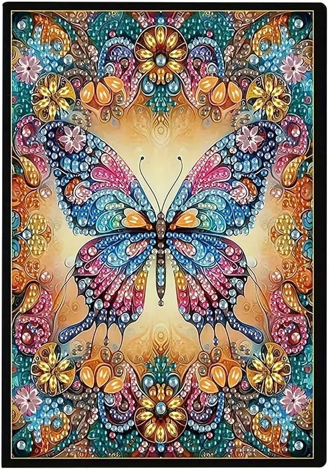 Butterfly Diamond Painting Notebook for Adults, A5 Diamonds Art Journal and DIY Sketchbook, Diamond Art Kit Supplies,Gift for Beginners, Craft Lovers, Artists. (Butterfly)