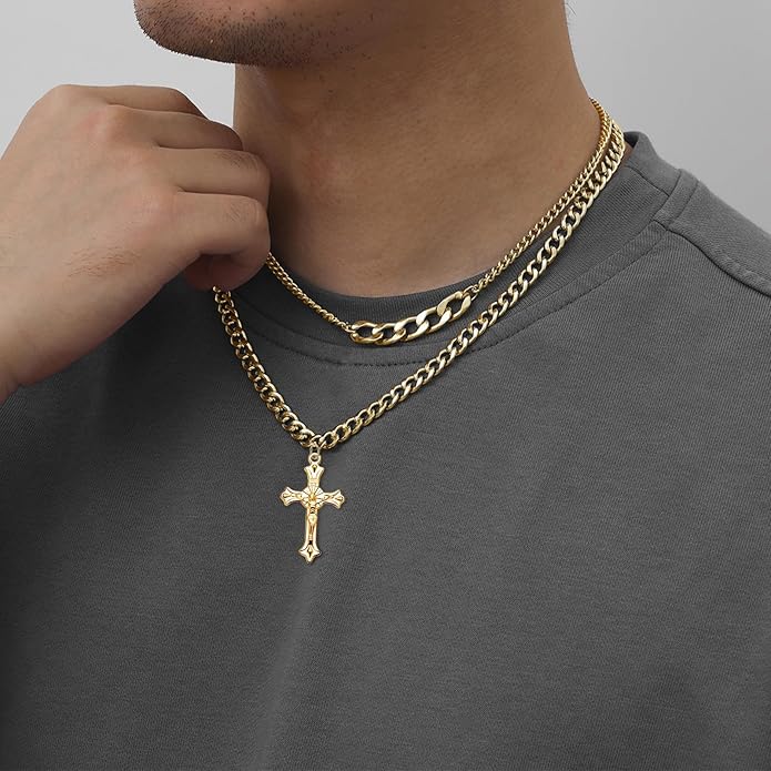 60Pcs/30Sets Rosary Making Kits Supplies Religion Cross and Center Medal Charms Jesus Crucifix Oval Alloy Pendant for Diy Prayer Necklace Catholic Jewelry