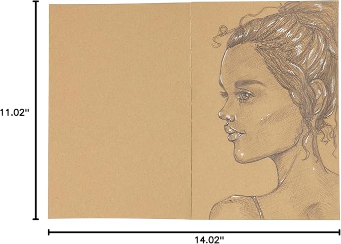 SoHo Urban Artist Open Bound Sketch Pads 5 Pack - Kraft - 11x14 - Open Coptic Bound Sketch Pads for Drawing, Calligraphy, Any Dry Media, & More - 600 Sheets Total
