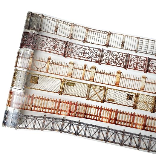 6 Rolls Retro Rust Fence PET Tape, Vintage Industrial Fence Collage Set for Scrapbook, Junk Journal, Tags, DIY Crafts & Personal Decor
