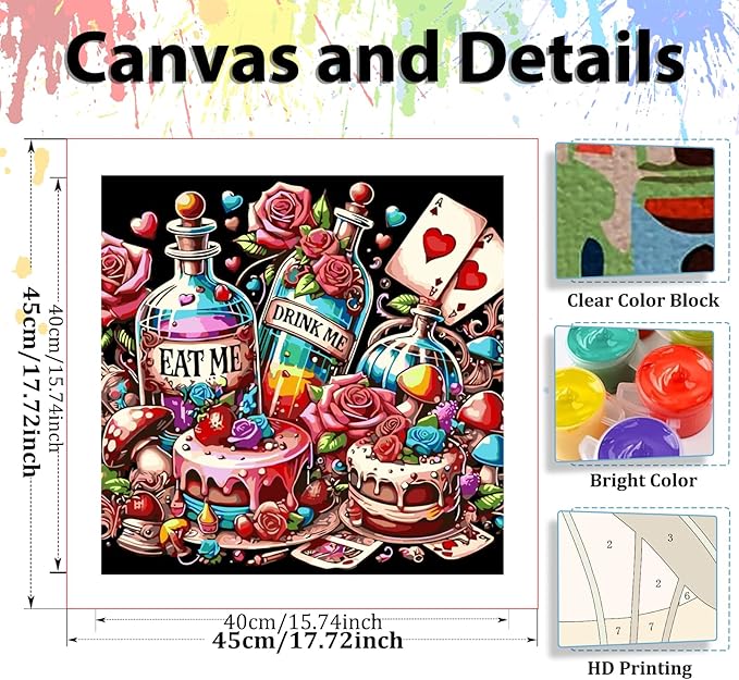 Paint by Numbers Kit for Adults Beginners, Adult Paint by Number Kits on Canvas, DIY Crafts Acrylic Painting by Number for Gift Home Decor 16x16 inch