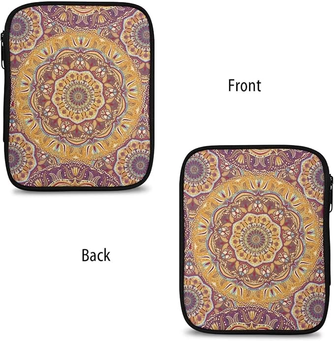 Hechitok Mandala Orange Crochet Hook Case Without Hooks and Accessories Zipper Storage Organizer Bag with Web Pockets for Various Crochet Needles Accessories Crochet Hook Kit Tools
