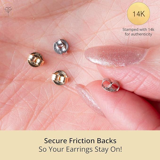 butterfly push backs for stud earrings for women in 14k yellow or white gold better and best by max + stone