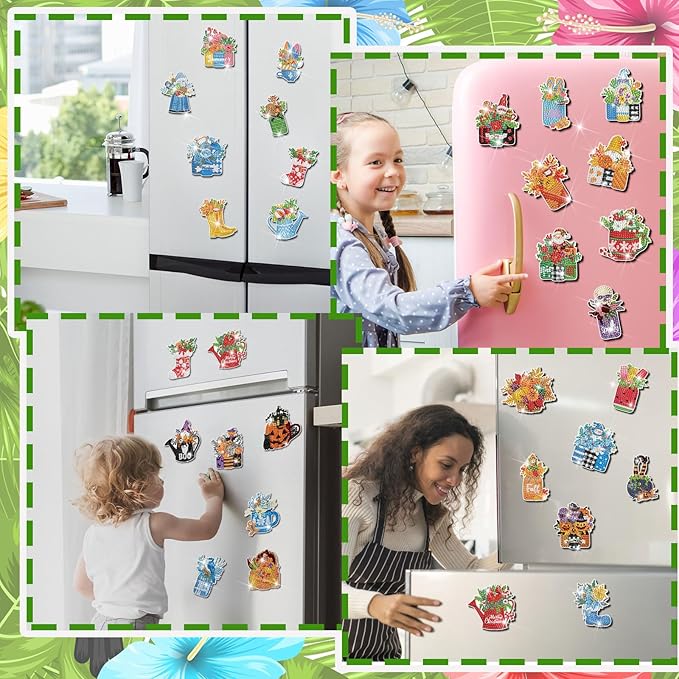 Relaxweex 30 Pcs Seasonal Diamond Painting Magnet Holiday Easter Diamond Art Magnet Kits for Adult 5D Rhinestones Mason Jar Flower Refrigerator Magnetic Sticker for Fridge DIY Crafts Gifts(Holiday)