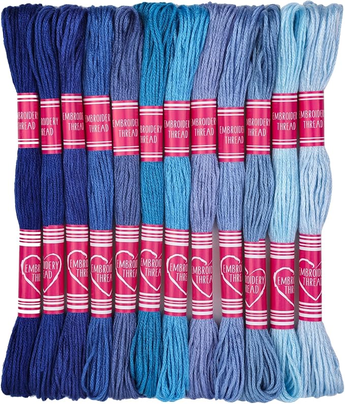 Embroidery Floss,12 Skeins Blue Embroidery Thread,Friendship Bracelet String for DIY Making,Embroidery Crafts