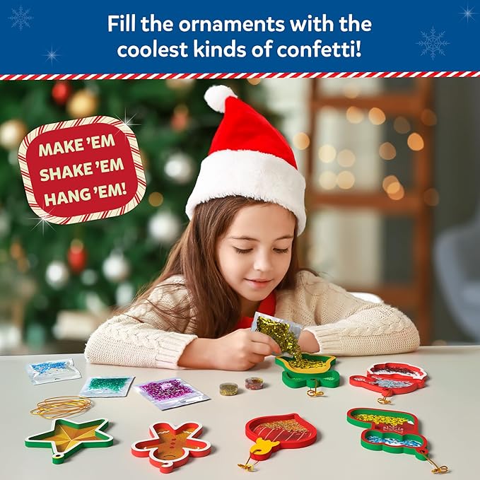 Skillmatics Art & Craft Activity - Shake-its Christmas Ornaments, DIY Holiday Decoration Kit, Glitter Craft Kit, Creative Activity, Gifts for Girls & Boys Ages 4, 5, 6, 7, 8, 9