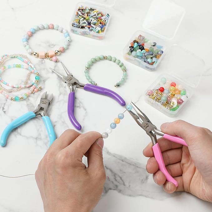 Mr. Pen- Jewelry Pliers Set, 3 Pack, Candy Colors, Rubber Handle & Ergonomic Design, Mini Pliers for Jewelry Making Tools, Small Wire Cutters for Crafting