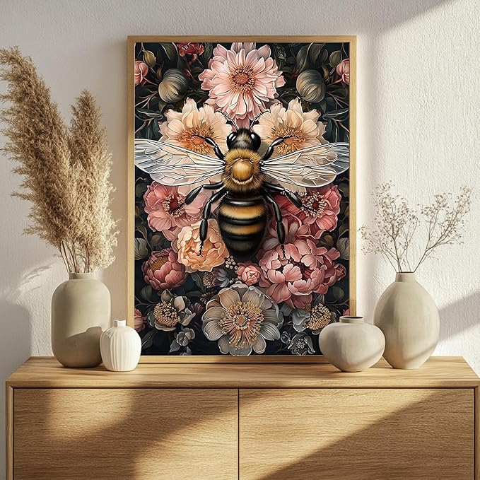 Paint by Numbers for Adult, Bee Paint by Numbers Kit for Adults Beginners, DIY Acrylic Painting on Canvas for Home Wall Art Decor 16x20 Inch