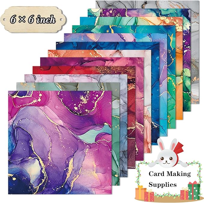 YASMEN Marble Scrapbook Paper Pad, 6x6 Single-Sided Valentine Cardstock Paper Pad for Card Making, Journals, Planner, DIY Envelopes, Greeting Cards, Gift Card, Decorative Art Craft -24 Sheets