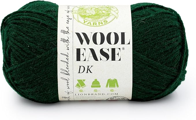 Lion Brand Wool-Ease DK Yarn, Yarn for Knitting, Crocheting, and Crafts, Forest Green, 1 Pack