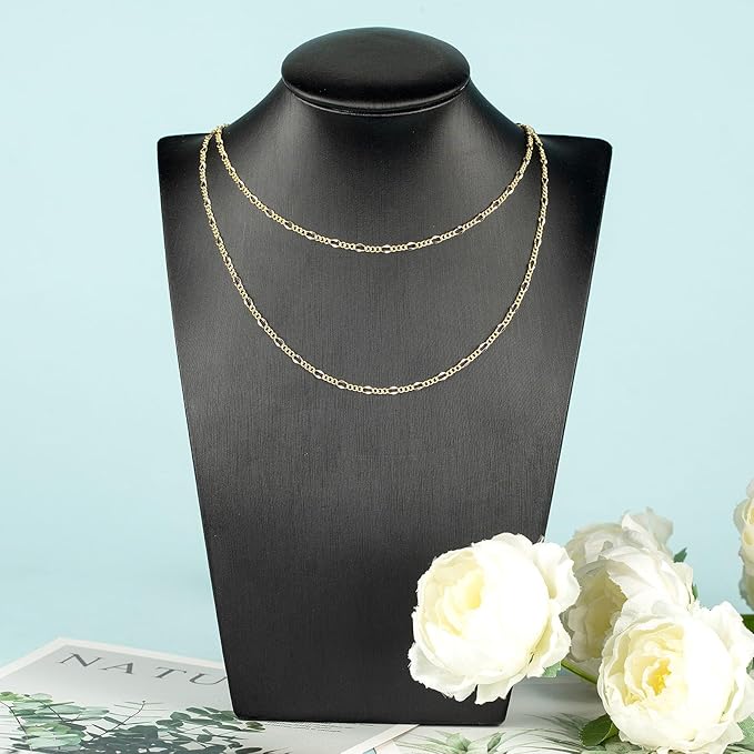 KYUNHOO 32.8FT/10M Brass Curb Link Chain Bulk Light Gold Necklace Chain for Jewelry Making Bracelet Making Supplies with Jewelry Clasps for Women DIY