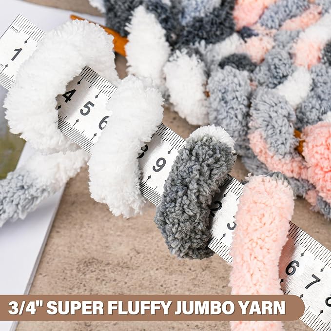 8 Packs Jumbo Chenille Chunky Yarn, 2045g (72oz) 245 Yards (224m) Cream Chunky Yarn for Crocheting Knitting, Handcrafts & Blanket Yarns, Thick Velvet Plush Soft Yarns for Weaving Blankets