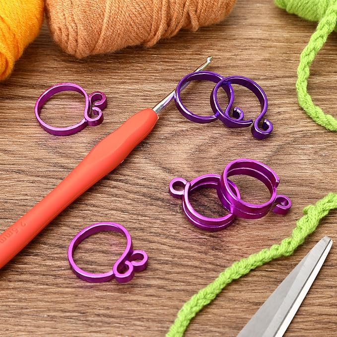 DTOFOOT Handmade Crochet Tension for Finger,Loop for Knitting,Metal Open Yarn Guide Crochet Supplies Adjustable Braided Faster Knitting Thimbles Holders Accessories for Mother Grandma Gifts with Box