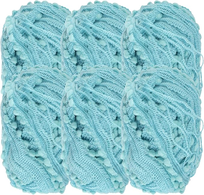 JubileeYarn Fishnet Pom Pom Yarn - 50g Mini Bonbons - Simple Blue - 6 Skeins