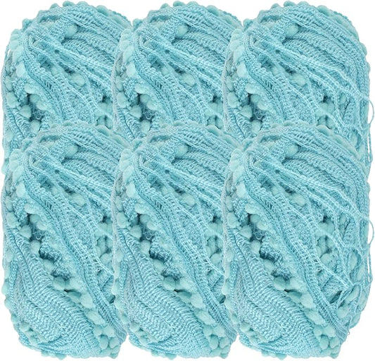 JubileeYarn Fishnet Pom Pom Yarn - 50g Mini Bonbons - Simple Blue - 6 Skeins